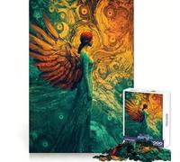 Puzzle da 1000 pezzi con angelo, arte mista e post-impressionismo per adolescenti, sfida mentale, relax, incastro perfetto, regalo di Natale (38x26cm)