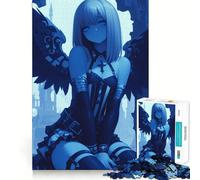 Puzzle da 1000 pezzi con angelo blu e ali,ragazza anime,incastro perfetto,attività di gioco intelligente,divertimento per il tempo libero,regalo di compleanno 38x26cm