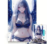 Puzzle da 1000 pezzi con angelo blu e stelle,personaggio anime Waifu,ideale per giochi di costruzione,attività che richiedono concentrazione e tranquillità,perfetto per feste di compleanno 38x26cm