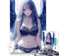 Puzzle da 1000 pezzi con angelo blu e stelle,ragazza anime waifu,gioco a incastro preciso,giocattolo creativo e divertente,gioco rilassante,regalo di Natale tranquillo 38x52cm