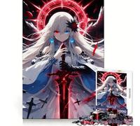 Puzzle da 1000 pezzi con angelo dai capelli bianchi e spada per adolescenti, ideale per un allenamento intelligente e un passatempo piacevole, con taglio perfetto e sorpresa di compleanno (38x52cm)