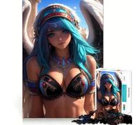 Puzzle da 1000 pezzi con angelo dai capelli blu,ragazza anime,divertente e stimolante per la mente,senza sbavature,con pezzi ben tagliati,ideale per serate tranquille (50x75cm)