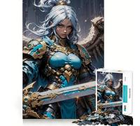 Puzzle da 1000 pezzi con angelo guerriero blu e giunti affilati,gioco di costruzione che favorisce la concentrazione,gioco tranquillo,divertimento assicurato per il compleanno 38x26cm