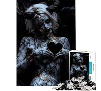 Puzzle da 1000 pezzi con angelo in marmo e cuore nero Puzzle da 1000 pezzi per la decorazione della casa Perfetto come regalo (38x52cm)