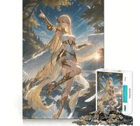 Puzzle da 1000 pezzi con angelo in un paesaggio boschivo in stile anime Gioco di abilità mentale,incastro stabile,parti che non si spostano Un passatempo divertente per i lunghi weekend (38x26cm)
