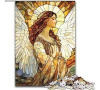 Puzzle da 1000 pezzi con angelo in vetro colorato, per adulti, 50x75cm, rompicapo educativo, decorazione artistica per casa e ufficio, età 14+