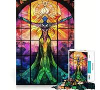 Puzzle da 1000 pezzi con angelo in vetro colorato per ragazzi, gioco di logica e puzzle da assemblare, divertente, con taglio di precisione, regalo elegante 38x52cm