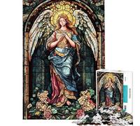 Puzzle da 1000 pezzi con angelo in vetro colorato puzzle per ragazzi gara di velocità manuale per compleanno Natale 50x75cm