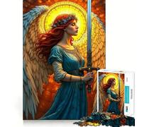 Puzzle da 1000 pezzi con angelo,spada e corona di fiori per adolescenti,stimolante per la mente,divertimento senza spazi vuoti,incastro perfetto,piacevole svago per interni (38x26cm)