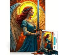 Puzzle da 1000 pezzi con angelo,spada e corona di fiori per ragazzi,divertente gioco di memoria,incastro perfetto senza spazi vuoti,attività per tutta la famiglia (50x75cm)