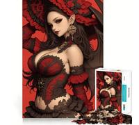 Puzzle da 1000 pezzi con angelo vestito di rosso e ali, ragazza anime, per adolescenti, giocattolo antistress, taglio di alta qualità, (38x26cm)