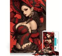 Puzzle da 1000 pezzi con angelo vestito di rosso e ali, ragazza anime, per adulti, per migliorare la memoria, calmare la mente, design, assemblaggio, regalo creativo (50x75cm)