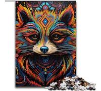 Puzzle da 1000 pezzi con animale psichedelico e procione. Puzzle da 1000 pezzi per adulti. Sviluppa la coordinazione occhio-mano, perfetto come regalo di compleanno (dimensioni 50x75cm).