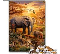 Puzzle da 1000 pezzi con animali africani, in legno, regalo per stimolare la mente, attività educativa per adolescenti, 1000 pezzi(50x75cm)