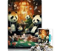 Puzzle da 1000 pezzi con animali che giocano a poker per adolescenti, gioco per famiglie, antistress, sfida difficile, collezione di artisti, belle arti (50x75cm)
