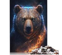 Puzzle da 1000 pezzi con animali del fuoco e orso bruno per adulti, regalo di Halloween, giocattoli educativi per l'apprendimento, 1000 pezzi (75x50 cm)