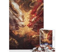 Puzzle da 1000 pezzi con animali mitologici che si scontrano tra fiamme dorate,giocattoli antistress,ottimo regalo per giochi impossibili,allena il tuo cervello e le tue mani,dimensioni 50x75cm
