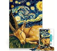 Puzzle da 1000 pezzi con antilope addormentata e cielo stellato, ideale per ragazzi, gioco di logica, leggero e rilassante, taglio preciso, regalo classico 50x75cm
