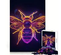 Puzzle da 1000 pezzi con ape e insetto al neon per adulti, stimolante per la mente, per un momento di svago rilassante, con incastri solidi, ideale come regalo (38x26cm)