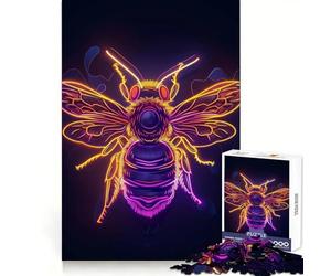 Puzzle da 1000 pezzi con ape e insetto al neon per adulti, stimolante per la mente, per un momento di svago rilassante, con incastri solidi, ideale come regalo (38x26cm)