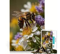 Puzzle da 1000 pezzi con ape su fiore bianco,taglio preciso,gioco di logica,gioco rilassante,regalo di Natale (38x26cm)