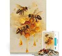 Puzzle da 1000 pezzi con api e favo,dipinto ad acquerello,decorazione pulita e adatta,gioco per la concentrazione mentale,gioco per momenti di tranquillità,regalo di compleanno (38x52cm)