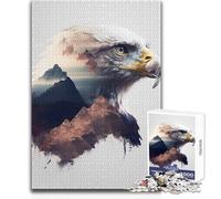 Puzzle da 1000 pezzi con aquila a doppia esposizione, ideale per i momenti di relax in casa, durevole, di precisione, con incastro, dimensioni 38x52cm