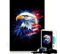 Puzzle da 1000 pezzi con aquila americana e bandiera,gioco di logica e allenamento mentale,incastro perfetto,senza spazi vuoti,sfida interattiva per la mente a casa (38x52cm)