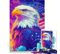 Puzzle da 1000 pezzi con aquila americana e bandiera,ideale per adulti,gioco di memoria e concentrazione,incastro perfetto,compatto e divertente per tutta la famiglia (50x75cm)