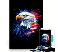 Puzzle da 1000 pezzi con aquila americana e bandiera,ideale per adulti Gioco stimolante per la mente,superficie liscia e priva di sbavature,hobby affascinante per i momenti di svago (50x75cm)