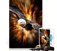 Puzzle da 1000 pezzi con aquila calva in volo e a caccia,taglio liscio,gioco di logica,regalo,momento di relax,opera d'arte natalizia (38x52cm)