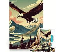 Puzzle da 1000 pezzi con aquila calva in volo sopra le montagne,incastro preciso,gioco di logica,gioco di pensiero,rilassante,regalo di Natale artistico (38x52cm)