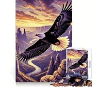 Puzzle da 1000 pezzi con aquila calva in volo sopra un canyon, ideale per adolescenti Allenamento mentale, rilassante, divertente, taglio uniforme, perfetto per Natale (38x52cm)