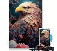 Puzzle da 1000 pezzi con aquila calva tra i fiori,bordi sottili,puzzle di logica,gioco di svago,regalo di compleanno divertente (50x75cm)