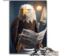 Puzzle da 1000 pezzi con aquila che legge il giornale, regalo di Natale per adolescenti, riduzione dello stress, fantastico per la famiglia (dimensioni 26x38cm)