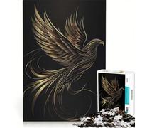 Puzzle da 1000 pezzi con aquila dalle ali dorate, gioco rilassante, antistress intellettuale, collezione d'artista, belle arti 50x75cm