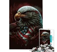 Puzzle da 1000 pezzi con aquila e bandiera americana gioco rilassante sfida per l'intelligenza e la mente giocattolo avvincente regalo per donne e uomini gara di velocità manuale (dimensioni 38x52cm)