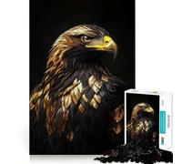 Puzzle da 1000 pezzi con aquila nera e oro,bordo netto,decorazione,gioco creativo,divertimento facile,regalo di Natale (38x26cm)