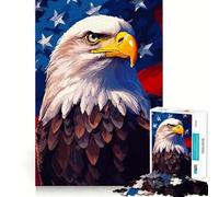 Puzzle da 1000 pezzi con aquila patriottica in pixel art,taglio preciso,gioco stimolante per la mente,rilassante,decorazione natalizia (38x26cm)
