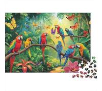 Puzzle da 1000 pezzi con ara e farfalle colorate, scena di pappagalli nella giungla tropicale, gioco educativo per adulti, decorazione per la casa, ideale per compleanni, 70x50 cm