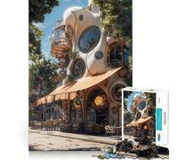 Puzzle da 1000 pezzi con architettura da caffè stravagante per adolescenti stimola la mente,divertente,con taglio di alta precisione,attività creativa e rilassante (38x26cm)