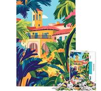 Puzzle da 1000 pezzi con architettura spagnola della Florida stile minimalista gioco educativo e rompicapo perfetto come regalo decorativo per uomini e donne (dimensioni 38x26cm)