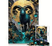 Puzzle da 1000 pezzi con ariete turchese e luna dorata per adulti, un gioco stimolante per la mente, ideale per momenti di relax e per collezionare opere d'arte intagliate 38x52cm
