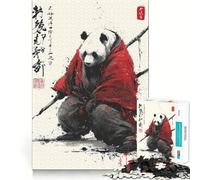 Puzzle da 1000 pezzi con arte a inchiostro raffigurante un panda e un samurai, ideale per adulti e ragazzi Gioco di logica, divertimento rilassante, bordi netti, regalo memorabile (38x52cm)
