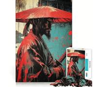 Puzzle da 1000 pezzi con arte graffiti di guerrieri samurai per adulti, stimola la memoria, allevia l'ansia, bordi precisi, sorpresa di Natale (50x75cm)
