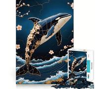 Puzzle da 1000 pezzi con arte Kintsugi dell'Orca, ideale per adulti, regalo, gioco di logica, svago e divertimento, qualità e bellezza (38x26cm)