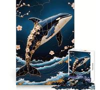 Puzzle da 1000 pezzi con arte Kintsugi dell'Orca, ideale per adulti, regalo, gioco di logica, svago e divertimento, qualità e bellezza (38x26cm)