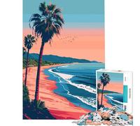 Puzzle da 1000 pezzi con arte minimalista della spiaggia di Los Angeles Gioco avvincente per coltivare la pazienza attività manuale per tutta la famiglia regalo divertente (dimensioni 38x26cm)