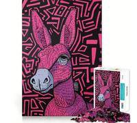 Puzzle da 1000 pezzi con asinello rosa per adulti, ideale per rafforzare la memoria, creare un'atmosfera piacevole e creare un regalo raffinato (38x52cm)
