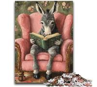 Puzzle da 1000 pezzi con asino che legge per adulti, gioco stimolante e decorazione da parete per famiglie, regali unici per compleanno e Natale (38x26cm)